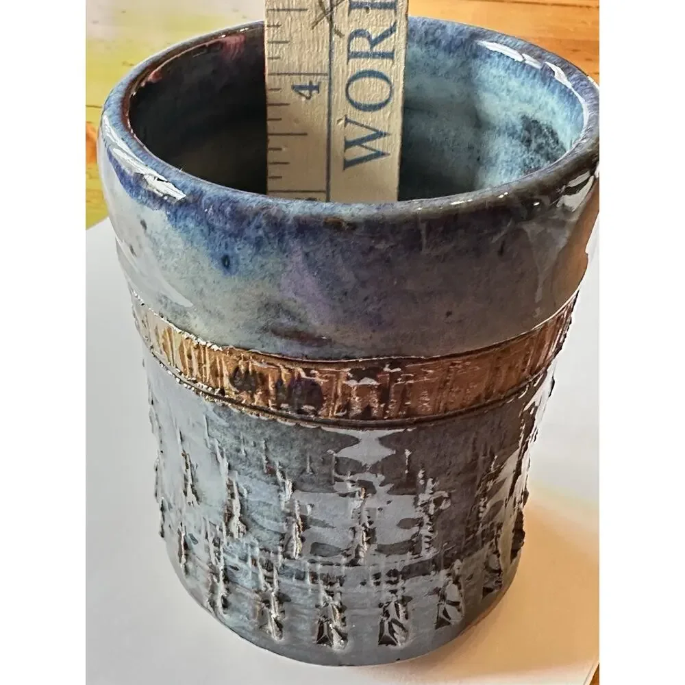 Pottery Initials SQ Blue Brown